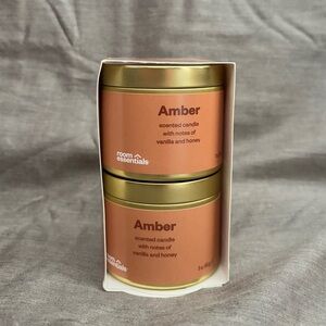 Room Essentials Amber Scented Candle 2 pk Set, NIB